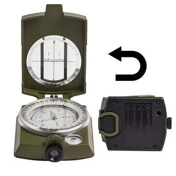 Kempings Izdzīvošanas Kompass Militārās Novērošanas Gaismas Lensatic Ūdensizturīgs Kompass Ģeoloģisko Digitālais Kompass, Āra Iekārtas Attēls 2