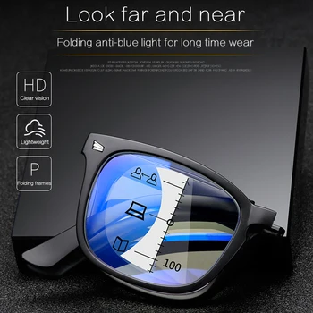 Seemfly Pakāpeniski Multi-focal Lasīšanas Brilles Salokāms Anti-zila Gaisma Retro Tālummaiņas vecuma tālredzība Brilles Dioptriju +1.0 līdz +4.0 Attēls 2