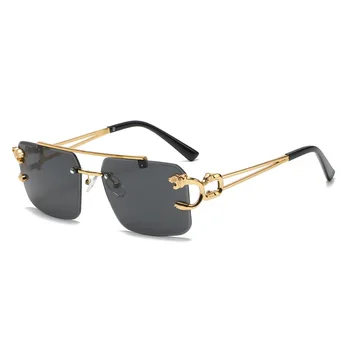 Vintage Leopard bez apmales Saulesbrilles Vīriešiem Un Sievietēm Luksusa Zīmolu Unisex Laukumā Brilles UV400