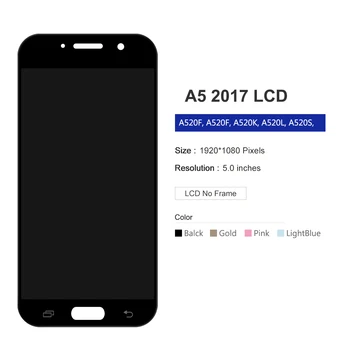 Super AMOLED Samsung Galaxy A5 Līdz 2017. A520 Displejs, Touch Screen Digitizer Montāža+Akumulatora Vāciņu, lai A520F A520K LCD Attēls 2