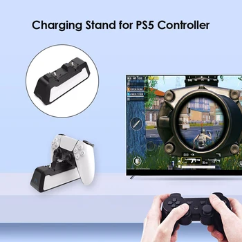 Dual USB Type-C Fast Charger Stāvēt Gamepad, Bezvadu Kontrolieris Lādēšanas Statīvu (Dock Stacija DualSense/PS5 par Play Station 5 Attēls 2