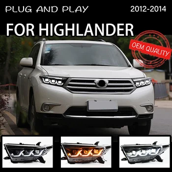Lukturu Par Highlander 2012. līdz 2014. gadam Automašīnas автомобильные товары LED dienas gaitas lukturi Hella 5 Xenon Lēcu Hid H7 Kluger Auto Piederumi