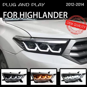 Lukturu Par Highlander 2012. līdz 2014. gadam Automašīnas автомобильные товары LED dienas gaitas lukturi Hella 5 Xenon Lēcu Hid H7 Kluger Auto Piederumi Attēls 2