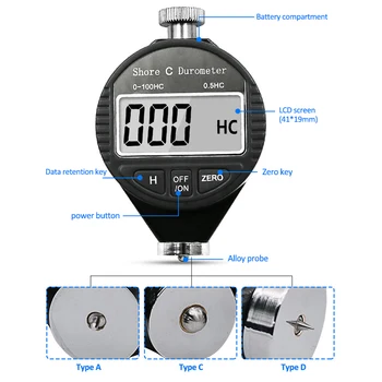 HA HD Digital HC Krasta Durometer Sclerometer Gumijas Cietības Testeri Metru punktu augstas kvalitātes Attēls 2