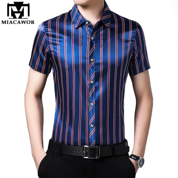 2022 Jauno Vasaras Īsām piedurknēm Krekls Vīriešiem Gadījuma Vīriešu Slim Fit Krekls Modes Svītraina Kleita Krekls Camiseta Masculina Drēbes C656