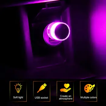 Auto Mini USB LED Apgaismojuma Mājas Apdare Atmosfēru, Gaismas, Iekštelpu Auto DATORU, Dators, Portatīvie Gaismas Plug Play Attēls 2