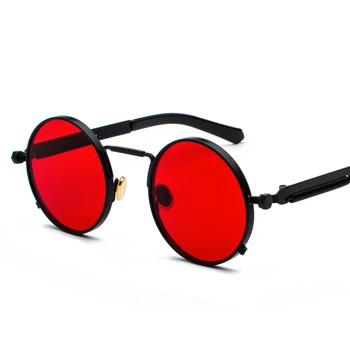 Kachawoo kārta gothic steampunk saulesbrilles vīriešiem sarkanā metāla rāmis retro vintage apaļā saules brilles sievietēm vasarā 2018 UV400 Attēls 2
