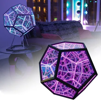 Jaunums Led Nakts Gaisma Bezgalīgs Dodecahedron Krāsu Mākslas Lampas LED Infinity Spogulis Radošo Telpu Atdzist Mākslas Nakts Apgaismojums, Istabas Dekori
