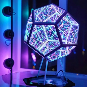 Jaunums Led Nakts Gaisma Bezgalīgs Dodecahedron Krāsu Mākslas Lampas LED Infinity Spogulis Radošo Telpu Atdzist Mākslas Nakts Apgaismojums, Istabas Dekori Attēls 2
