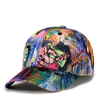GRAFITI Cepure Vīriešiem, Sievietēm, Beisbola cepure, lai Rap Dziedātājs, Dejotājs Izpildītājs Mākslinieks Harajuku Casquette Multicolor Attēls 2