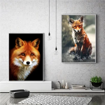 Dzīvnieku Mākslas Audekls Gleznošanai Red Fox Plakātu un Izdrukas Sienas Ģimenes Guļamistabā, Bērnu Istabā Sienas Art Pictures Mājas Apdare Attēls 2