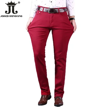 2022 Jaunu Boutique Modes Vīriešu Taisni Gadījuma Bikses Klasiskā Stilā, Vīriešu Bikses Vīna Red Jeans Biznesa Stiept