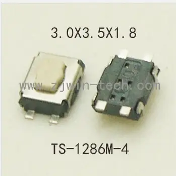 100GAB Īslaicīgs Tact Switch 3X3.5X1.8mm SMD Tālrunis Button4PIN SMD/SMT Sānu spiedpogas slēdzi TS-1286M-4