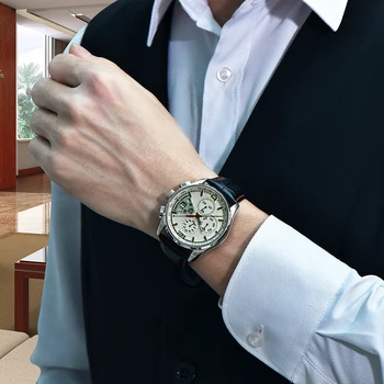 PAGANI DIZAINA Jaunu Vīriešu pulksteņi, kvarca biznesa skatīties cilvēks top luksusa zīmolu ādas chronograph vīriešu sporta pulkstenis Relogio Masculino Attēls 2