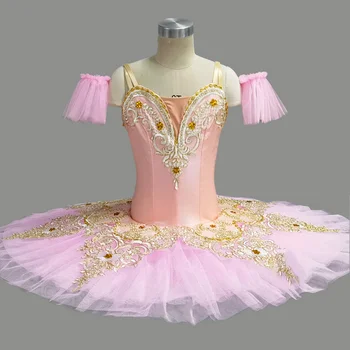Bērni Rozā Sequined balerīna baleta TUTU kleitu bērniem pankūku tutu deju tērpus valkā apģērbu, Ilgi baleta kleitu meitenēm Attēls 2