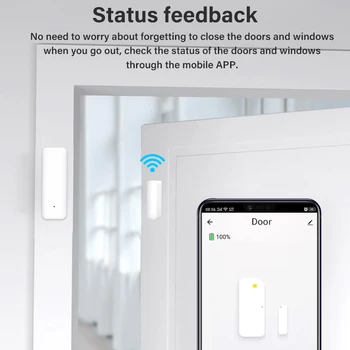 Aubess Tuya Smart WiFi Durvju Sensors Durvis Atvērtas / Aizvērtas Detektori Saderīgs Ar Alexa, Google Home Smart Dzīves APP Attēls 2