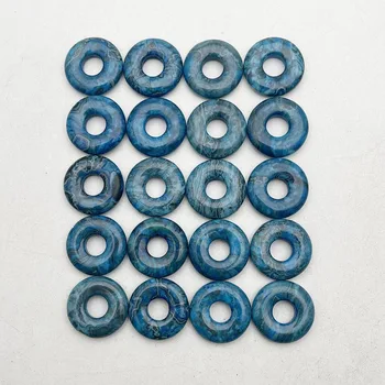modes Jaunus labas dabīgā akmens zilā agate gogo donut 24pc piekariņi, kuloni, krelles 18mm rotaslietas, kas padara Vairumtirdzniecības bezmaksas piegāde