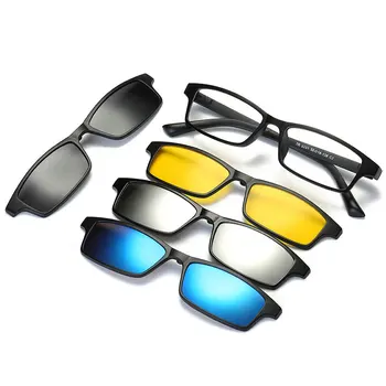 Reven Jate Polarizētās Saulesbrilles Vīrieši Sievietes 4 1 Magnētisku Klipsi Brilles TR90 Optisko Receptes, Briļļu Rāmji, Brilles