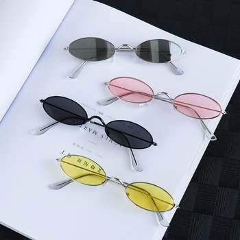 1PC Unisex Retro Mazo Kadru Ovālas Brilles UV400 Modes Dizains, Saules Brilles Vasaras Vintage Toņos Brilles Piederumi