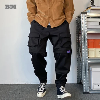 Pavasara Rudens Modes Streetwear Kravas Bikses Vīriešu Apģērbu Plus Lieluma Gadījuma Bikses Japāņu Harajuku Black Taktiskās Joggers