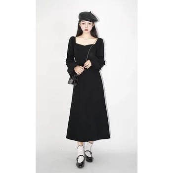 Elegants Sieviešu Divi Gabali Uzstādīt Noņemamām Piedurknēm Melnā Kleitā Ikdienas Jaka Biroja Dāmas Tērpi, Vienkārša Jauno Korejas Modes Tērpiem Attēls 2