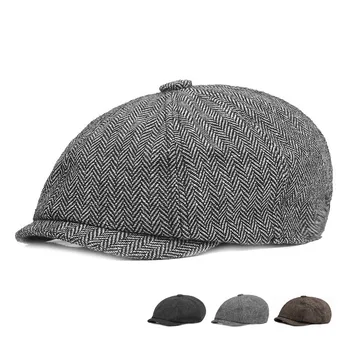 rudens Britu literatūras vīriešu berete personības savvaļas newsboy cepuri retro astoņstūra formas cepure Skujiņas kokvilnas veļu, gleznotājs cepure Attēls 2