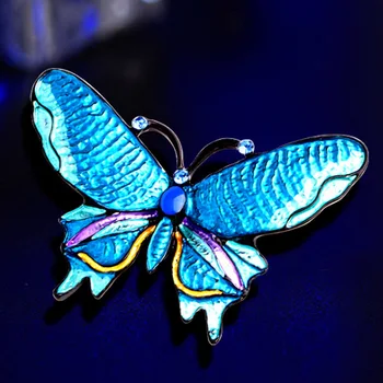 Zlxgirl Jaunas Ielidošanas krāsainu Emalju tauriņš forma, kukaiņu piespraudes, rotaslietas sievietēm jaunā gada dāvanas modes karikatūra šalle adatas Attēls 2