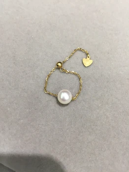 6-7MM Dabas Jūras Pērle gredzenu Japāna Akoya Pērle Apaļa Regulējams izmērs modes rotaslietas Sievietes