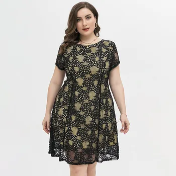 Ir 2021. Vasaras sieviešu Plus SizeDress puse elegants plus lieluma mežģīnes kleitu modes Dāmas vintage elegants kleitas 4XL 5XL 6XL