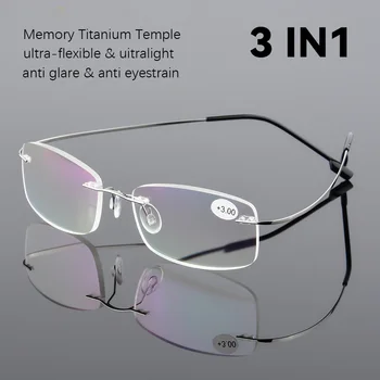 2022 Ultravieglajiem TR90 Atmiņas Titāna Lasījumā bez apmales Brilles Vīriešiem un Sievietēm Presbyopic Brilles +1.0 +1.5 +2.0 līdz+3.5 +4.0 Attēls 2