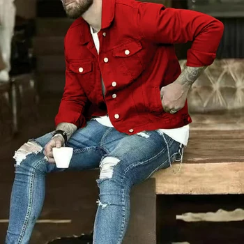 Rudens Modes Retro Džinsa auduma Žaketes Vīriešiem Gadījuma tīrtoņa krāsu Crowboy Streetwear Mētelis, Jaka Bomber Harajuku Virsdrēbes Vīriešu Apģērbs