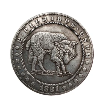 Amerikas savienotās Valstis Ceļinieks 1881 Piemiņas Monētu Kolekcijas Vilks Ar Kazu Ādas Vienu Dolāru Suvenīru Mājās Apdare Amatniecība Dāvanu