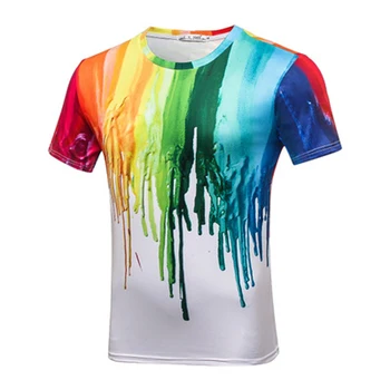 Ir 2021. Vasaras Vīriešu 3d T-kreklu apdruka Tintes Grafiti Slampāt Krāsu Īsām piedurknēm Hip-hop Stila Vīriešu Modes Cool Bērnu T-shir