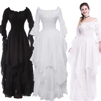 Vintage Viktorijas Viduslaiku Kleita Renesanses Black Gothic Kleita Sievietēm Cosplay Halloween Kostīmu Balli Princese Kleita Plus Izmēra 5XL