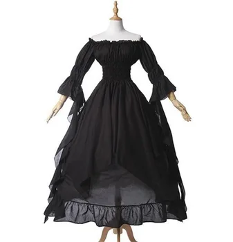 Vintage Viktorijas Viduslaiku Kleita Renesanses Black Gothic Kleita Sievietēm Cosplay Halloween Kostīmu Balli Princese Kleita Plus Izmēra 5XL Attēls 2
