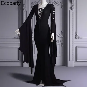 Sexy Vintage Karaļa Galmā Vampīru Karaliene Puse Kostīmu Purima Maskēties Kleita Gothic Ļauno Raganu, Spoku Cosplay Kleita Plus Size 40