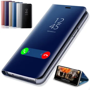 Spogulis Ādas Smart Flip Tālrunis Case For Samsung Galaxy A10 A20 A20E A30 A40 A50 A60 A70 A80 A90 M10 M20 M30 S10 S10E S8 S9 Plus