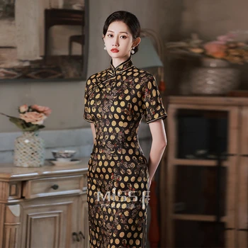 Ķīniešu Kleita Sieviešu Vasaras 2022 Drēbes Zīda Qipao Vakara Kleita Plus Lieluma Elegants Sexy Cheongsam Puse Austrumu Kleitas