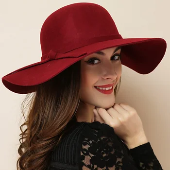 Modes Gadījuma Fedora Klp Plaša Brimmed Dome Cepures Sievietēm Augstas Kvalitātes Rudenī un Ziemā Vilnas Floppy Dāmas Melnā Cloche Cepure Attēls 2