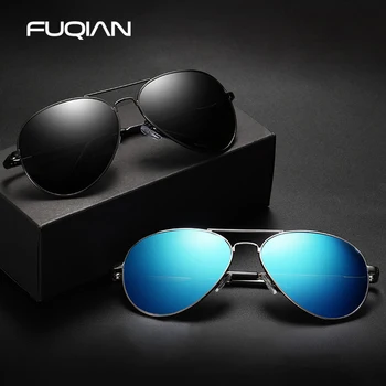 FUQIAN Classic Izmēģinājuma Polarizētās Saulesbrilles, Vīriešu Modes Metāla, Saules Brilles Sievietēm Black Braukšanas Brilles Ieplests UV400 Attēls 2