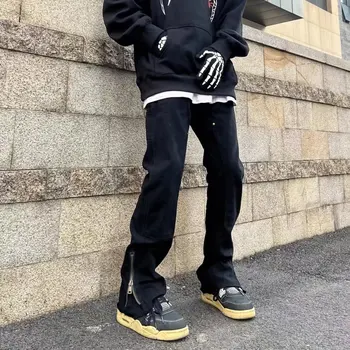 Hip Hop Kravas Bikses Vīriešu Modes Panku Bikses Rāvējslēdzēju Hipiju Black Kravas Bikses Streetwear Harajuku Gothic Mall Goth Bikses