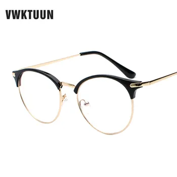 VWKTUUN Vintage Brilles, Briļļu Rāmis Notīrīt brilles Pusi Rāmis Metāla Brilles Optiskās Brilles Rāmis Studentiem Viltus Brilles