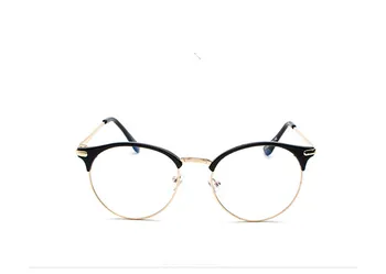 VWKTUUN Vintage Brilles, Briļļu Rāmis Notīrīt brilles Pusi Rāmis Metāla Brilles Optiskās Brilles Rāmis Studentiem Viltus Brilles Attēls 2