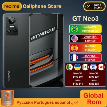 Pasaules ROM realme GT NEO3 NEO 3 5G Mobilo Tālruni 80/150W Super Maksas Dimensity 8100 120HZ AMOLED 4500mAh NFC Spēles Viedtālrunis