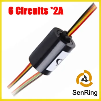 garums 13,5 mm Mini rotējošas kontaktgredzenu OD 12.5 mm, 6 shēmas /2A signālu kapsulu slīdēšanas gredzenu bez atloka Senring
