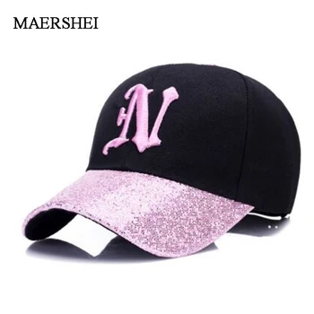 MAERSHEI jaunas dāmas vēstuli, kas izšūti beisbola cepure vizuļi modes gadījuma izliektu cepures meitenes var pielāgot hip hop cepures