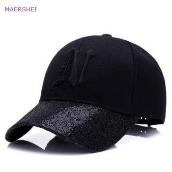 MAERSHEI jaunas dāmas vēstuli, kas izšūti beisbola cepure vizuļi modes gadījuma izliektu cepures meitenes var pielāgot hip hop cepures Attēls 2