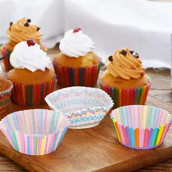 100gab Cupcake Papīra Tases Muffin Cupcake Starplikas Cepšanas Paplātes Kūka Dekorēšanas Instrumentiem Muffin Box Kausa Gadījumā, ja Puse, Dzimšanas dienas svinības Dekori Attēls 2