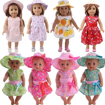 2gab/Set Lelle Drēbes + Cepure Rietumu Modes Apģērbi Augļu Dzīvnieku Modeli ar 18 Collu Amerikāņu Lelles Meitenes un 43 Cm Jauns Piedzimst Mazulis