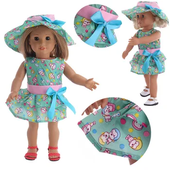 2gab/Set Lelle Drēbes + Cepure Rietumu Modes Apģērbi Augļu Dzīvnieku Modeli ar 18 Collu Amerikāņu Lelles Meitenes un 43 Cm Jauns Piedzimst Mazulis Attēls 2